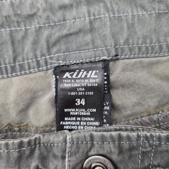 Kuhl Ambush Cargo Shorts Men's 34 Green Vintage Patina Dye Hiking Camp - Picture 7 of 10